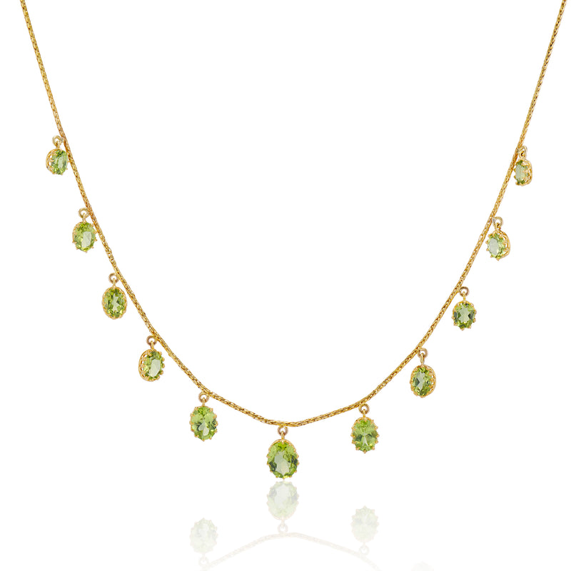 Peridot Wheat Chain Necklace