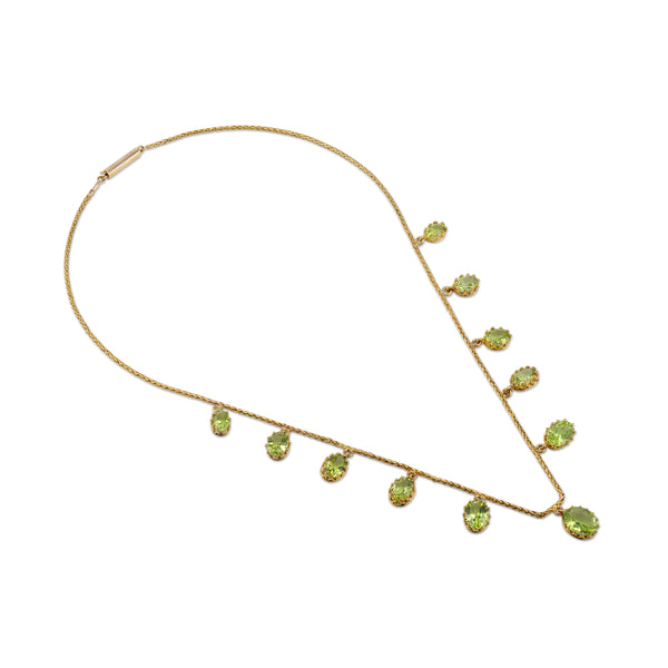 Peridot Wheat Chain Necklace
