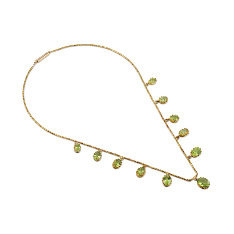 Peridot Wheat Chain Necklace