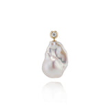 Double Bezel Diamond Baroque Pearl Pendant