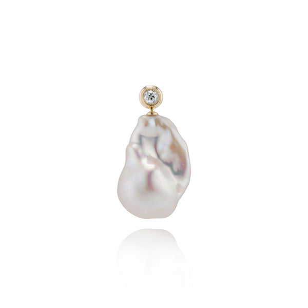 Double Bezel Diamond Baroque Pearl Pendant