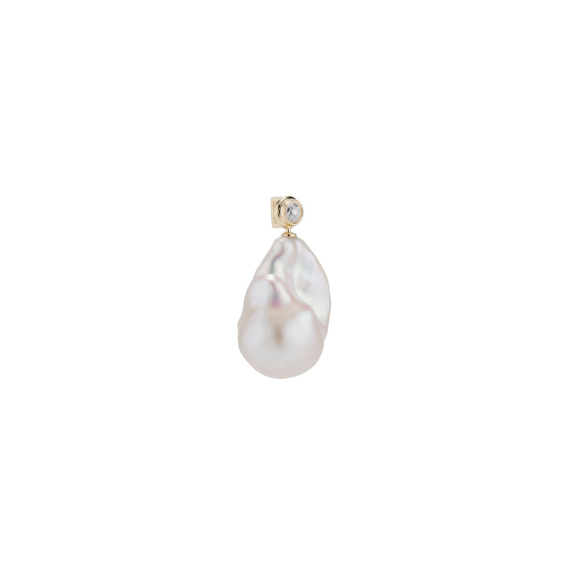 Double Bezel Diamond Baroque Pearl Pendant