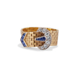 Retro Gold and Sapphire Buckle Ring