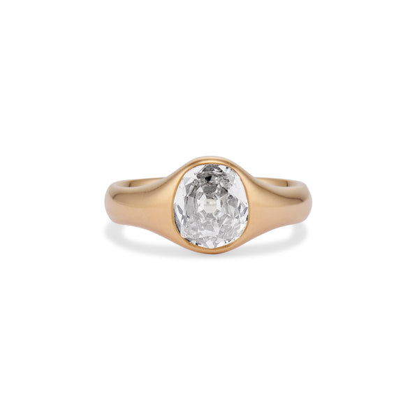 1.81 Carat Old Mine Diamond Signet Ring
