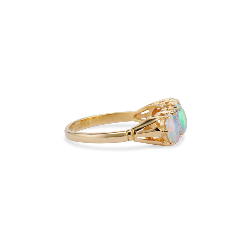 Vintage London Opal and Diamond Half Hoop Ring