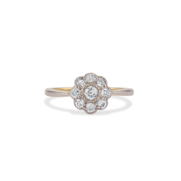 Gold & Platinum Diamond Daisy Cluster Ring