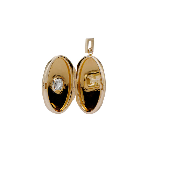Philo 1.10 Carat Old Mine Cut Diamond Striped Oval Locket