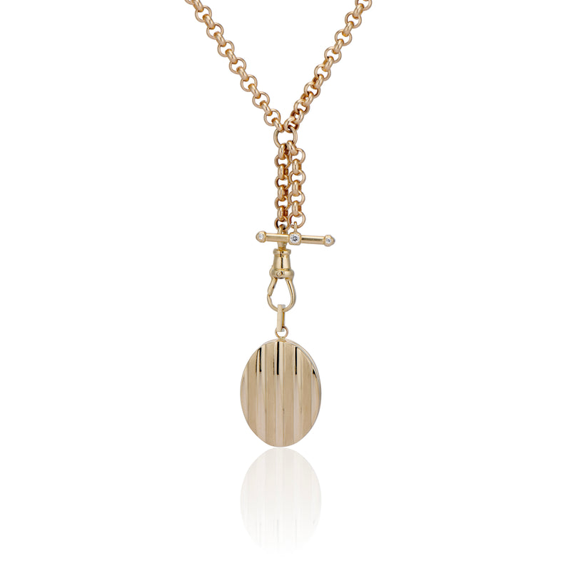 Philo Gold Striped Oval Locket