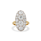 French Old Mine Cut Diamond Elongated Cluster Ring