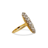 French Old Mine Cut Diamond Elongated Cluster Ring