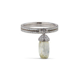 3.93 Briolette Diamond Drop Ring