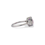 2.50 Carat Pink Sapphire and Old Mine Cut Diamond Ring