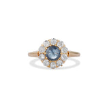 Sapphire and Old Mine Cut Diamond Cluster Ring