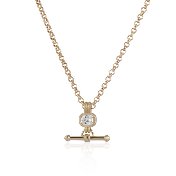 Petite Old Mine Cut Diamond Lilah T-Bar Pendant