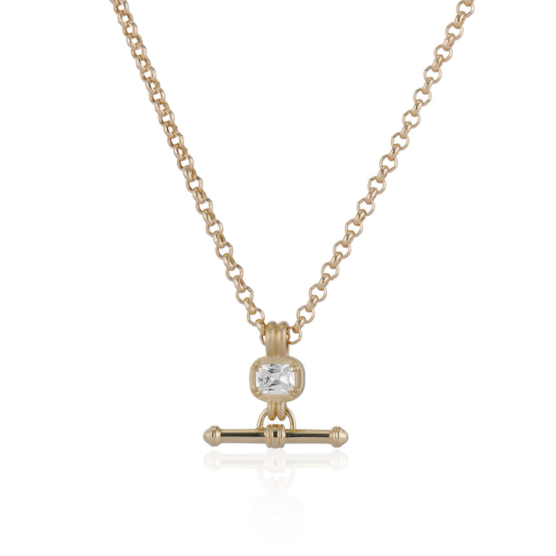 Petite Old Mine Cut Diamond Lilah T-Bar Pendant