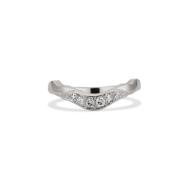 White Gold and Diamond Curved Band