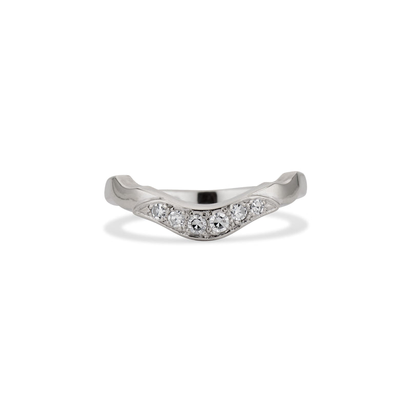 White Gold and Diamond Curved Band