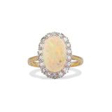 Mid Century Opal and Diamond Halo Ring