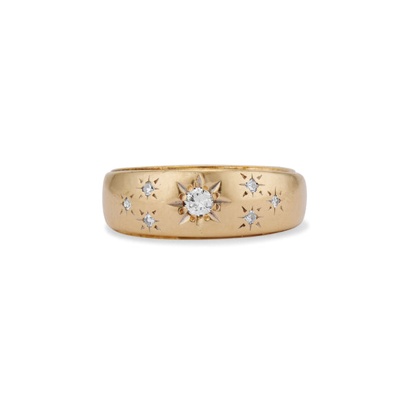 Mid Century Night Sky Starburst Diamond Band