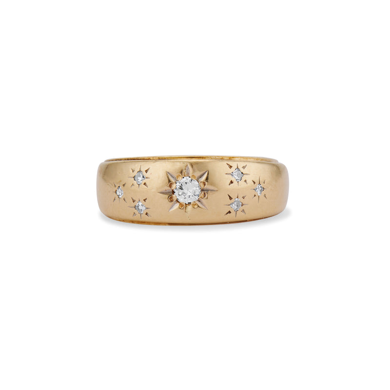 Mid Century Night Sky Starburst Diamond Band