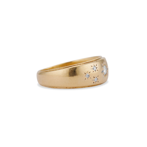 Mid Century Night Sky Starburst Diamond Band