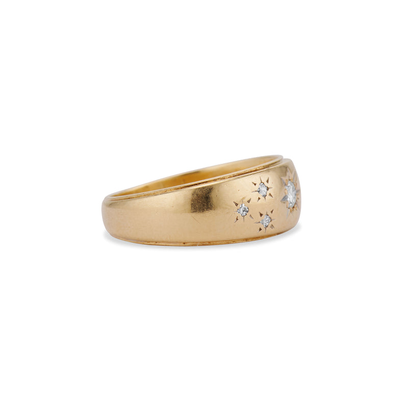 Mid Century Night Sky Starburst Diamond Band