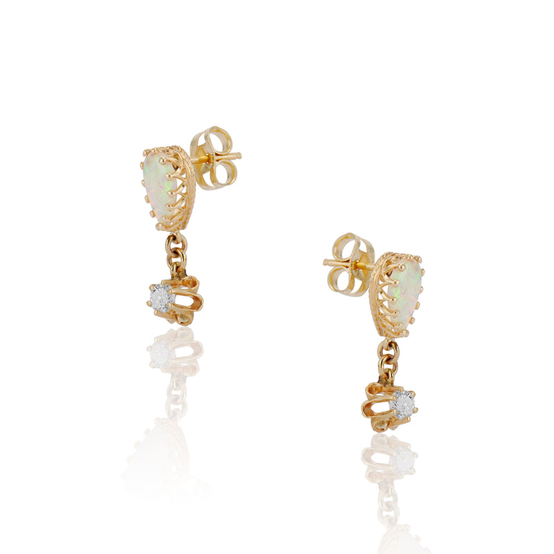 Petite Opal and Diamond Buttercup Earrings