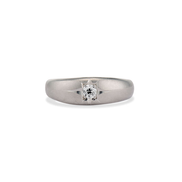 Platinum Old Mine Cut Diamond Gypsy Starburst Ring