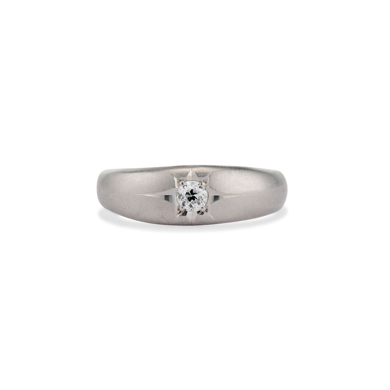 Platinum Old Mine Cut Diamond Gypsy Starburst Ring