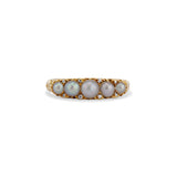 1880 Victorian Graduated Pearl and Rose Cut Diamond Half Hoop Ring