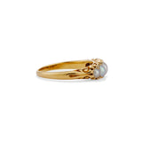 1880 Victorian Graduated Pearl and Rose Cut Diamond Half Hoop Ring