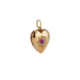 1900 Late Victorian Ruby and Diamond Heart Shaped Locket