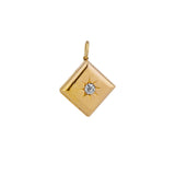 Victorian Gold Square Locket with Old Mine Cut Diamond Starburst