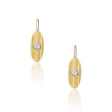 Retro Striped Gold Earrings with Old Mine Cut Diamonds