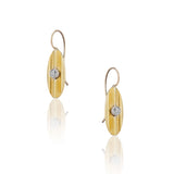 Retro Striped Gold Earrings with Old Mine Cut Diamonds