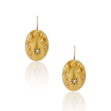 Victorian Gold Repoussé Earrings with Starburst Diamond