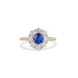 0.55 Carat Sapphire and Old Mine Cut Diamond Halo Ring