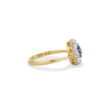 0.55 Carat Sapphire and Old Mine Cut Diamond Halo Ring