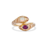 Ruby and Opal Double Snake Ring