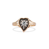 Silver and 14K Diamond Star Heart Ring