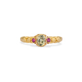 Carved Chrysoberyl and Ruby Ring