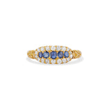 Antique Sapphire and Old Mine Cut Diamond Cluster Ring