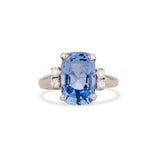 5.85 Carat Sapphire and Diamond Mid Century Ring