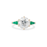 3.07 Old European Cut Green Emerald Olympia Ring