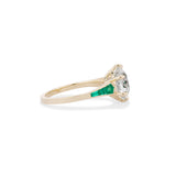 3.07 Old European Cut Green Emerald Olympia Ring