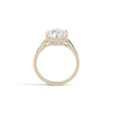 3.07 Old European Cut Green Emerald Olympia Ring