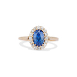 2.18 Carat Sapphire and Old Mine Cut Diamond Halo Ring
