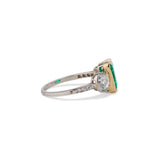 Early Art Deco Emerald and Old Mine Cut Diamond Ring