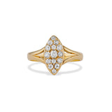 1866 Old Mine Cut Diamond Navette Ring