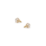 Carved Flower Moonstone and Diamond Earrings